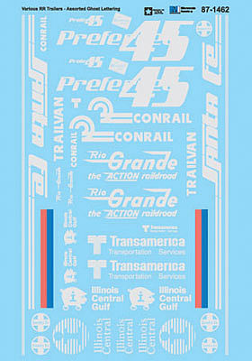 Microscale 871462 HO Scale Vehicle Decal Set -- Ghost Lettering for Various Railroad-Owned Trailers (Faded Previous Owners)