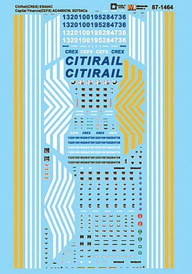 Microscale 871464 HO Scale Railroad Decal Set -- CitiRail CREX ES44AC & Capital Finance CEFX AC4400CW, SD70ACe