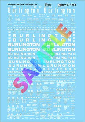 Microscale 871468 HO Scale Railroad Decal Set -- Chicago, Burlington & Quincy, Post-1968 Freight Cars