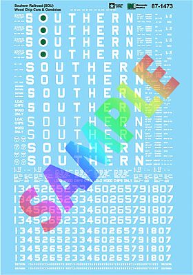 Microscale 871473 HO Scale Railroad Decal Set -- Southern Railway Wood Chip Cars & Gondolas