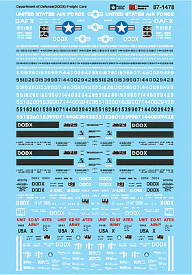 Microscale 871478 HO Scale Railroad Decal Set -- Department of Defense DODX Freight Cars