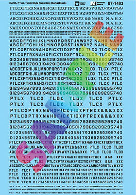 Microscale 871483 HO Scale Railroad Decal Set -- NAHX, PTLX, TLCX Style Reporting Marks (black)