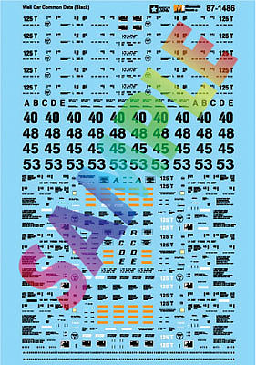 Microscale 871486 HO Scale Railroad Decal Set -- Common Intermodal Well Car Data (black)