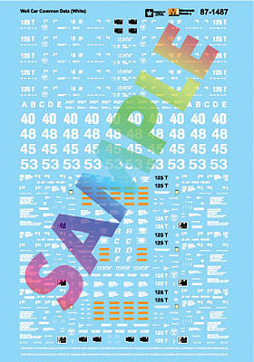 Microscale 871487 HO Scale Railroad Decal Set -- Common Intermodal Well Car Data (white)