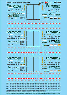 Microscale 871488 HO Scale Railroad Decal Set -- Ferromex FXE 53' Container and Chassis