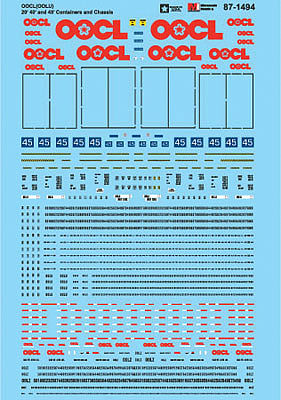 Microscale 871494 HO Scale Railroad Decal Set -- OOCL OOLU 20', 40' and 45' Containers & Chassis