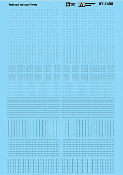 Microscale 871498 HO Scale Railroad Texture Decal Set -- Railroad Various Rivets, Various Spacings