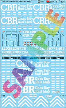 Microscale 871508 HO Scale Railroad Decal Set -- Coos Bay Rail Link Diesel Locos