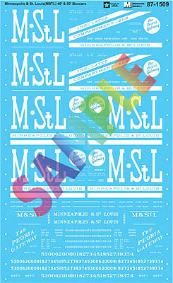 Microscale 871509 HO Scale Railroad Decal Set -- Minneapolis & St. Louis MSTL 40' & 50' Boxcars