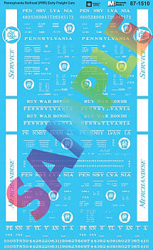 Microscale 871510 HO Scale Railroad Decal Set -- Pennsylvania Railroad PRR Early Freight Cars