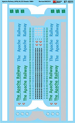 Microscale 871511 HO Scale Railroad Decal Set -- Apache Railway Diesels 1998+