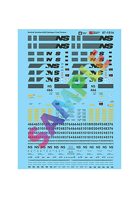 Microscale 871514 HO Scale Railroad Decal Set -- Norfolk Southern Bethgon Coal Porters