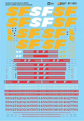 Microscale 871521 HO Scale Railroad Decal Set -- Southern Pacific Santa Fe Merger Scheme Diesels ATSF Repaints