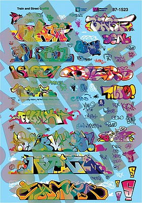 Microscale 871523 HO Scale Graffiti Decal Set -- Modern Train & Street Graffiti