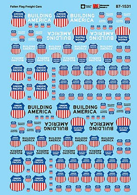 Microscale 871531 HO Scale Railroad Decal Set -- Union Pacific Fallen Flags Freight Cars