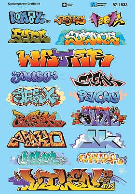 Microscale 871533 HO Scale Graffiti Decal Set -- Contemporary Graffiti (Set 1)