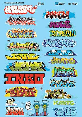 Microscale 871534 HO Scale Graffiti Decal Set -- Contemporary Graffiti 2