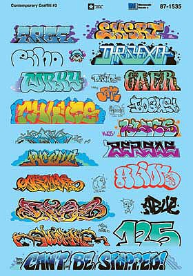Microscale 871535 HO Scale Graffiti Decal Set -- Contemporary Graffiti Set 3