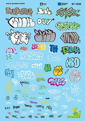 Microscale 871536 HO Scale Graffiti Decal Set -- Irish and Scottish Graffiti