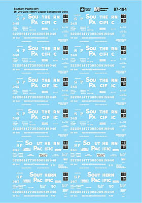 Microscale 87194 HO Scale Railroad Decal Set -- Southern Pacific Ore Cars, 1960-1980