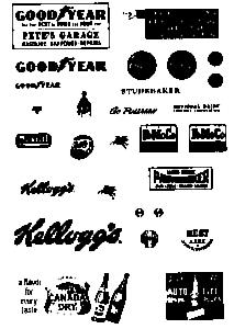 Microscale 87197 HO Scale 20th Century Sign Sets -- Set #1 1900-30; Garage, Pepsi, Studebaker, Goodyear, Cafe, Dr. Pepper & More