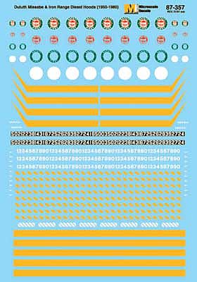 Microscale 87357 HO Scale Railroad Decal Set -- Duluth, Missabe & Iron Range Hood EMD Hood Diesels 1950-1980