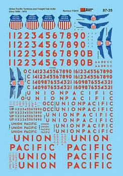 Microscale 8735 HO Scale Union Pacific - UP -- Diesel & Turbine Locomotives (gray, yellow) 1960-1980