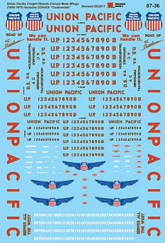 Microscale 8736 HO Scale Union Pacific - UP -- Freight Diesels (Centennial Curved Wings) 1959-1975