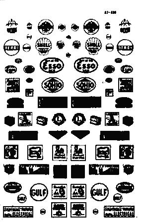 Microscale 87420 HO Scale 1930s & 40s Era Signs -- Commerical Signs Set #1; Gas Stations, Lions Club, Ads & More