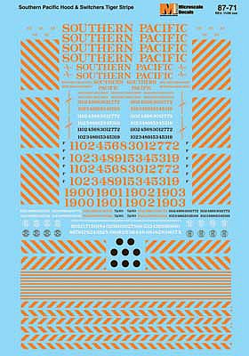 Microscale 8771 HO Scale Southern Pacific - SP -- Early Diesel Switchers w/Orange "Tiger Stripes" 1948-58 (use w/#871223)
