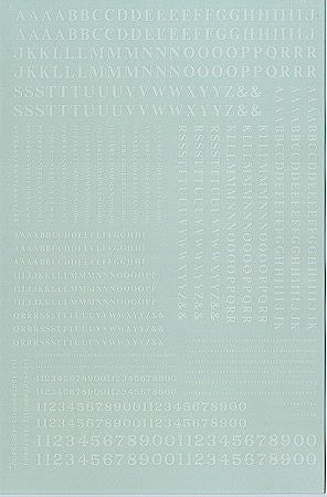 Microscale 90031 HO Scale Alphabets & Numbers - Condensed Roman -- White