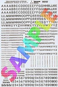 Microscale 90252 HO Scale Alphabet & Numbers - Stencil Railroad Gothic -- Black