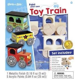 Masterpieces Puzzles 21417 Paint Your Own: Toy Train Wood Kit w/Paint & Brush