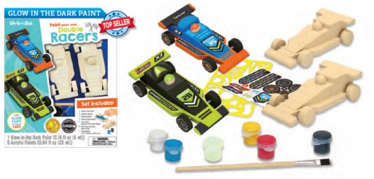 Masterpieces Puzzles 22034 Paint Your Own: Double Racer Cars Wood Kit w/Paint & Brush