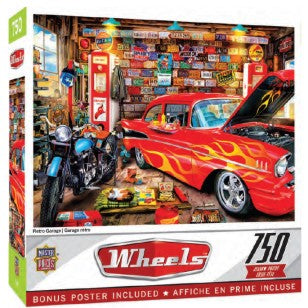 Masterpieces Puzzles 32273 Wheels: Retro Garage Puzzle (750pc)