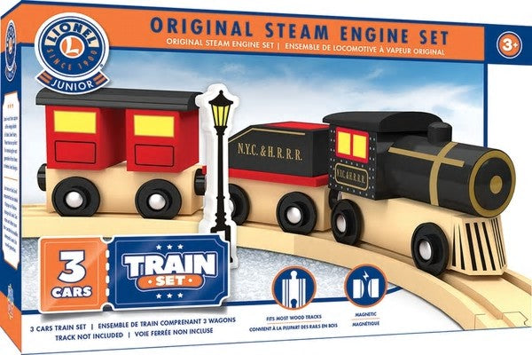Masterpieces Puzzles 42016 Lionel Original Steam Engine Wooden Train Set (3pc) (Track NOT Included)