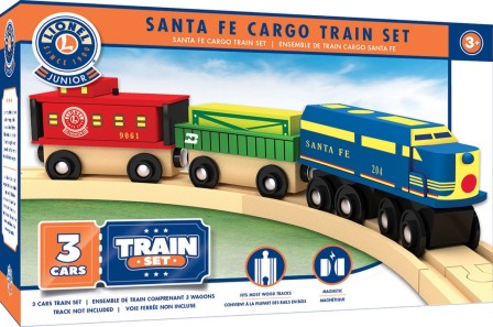 Masterpieces Puzzles 42018 Lionel Santa Fe Cargo Wooden Train Set (3pc) (Track NOT Included)