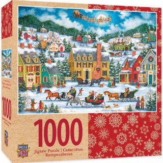 Masterpieces Puzzles 71773 Holiday: Christmas Eve Fly By (Santa over Village) Puzzle (1000pc)