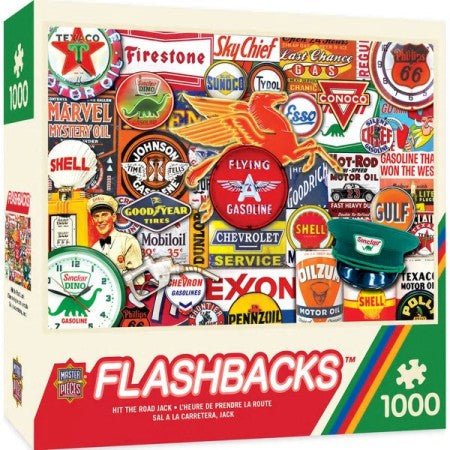Masterpieces Puzzles 71834 Flashbacks: Hit the Road Jack Gas Station Signs Collage Puzzle (1000pc)