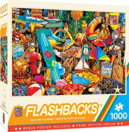 Masterpieces Puzzles 72038 Flashbacks: Beach Time Flea Market Collage Puzzle (1000pc)