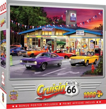 Masterpieces Puzzles 72040 Cruisin Route 66: Pitstop Service & Repair Station Puzzle (1000pc)
