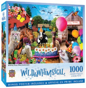 Masterpieces Puzzles 72219 Wild & Whimsical: Birthday Party Animals Puzzle (1000pc)