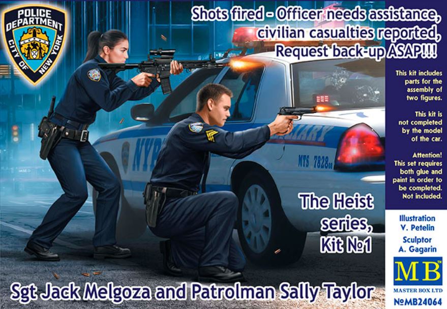 Master Box Models 24064 1/24 The Heist: Sgt. Jack Melgoza & Patrol Woman Sally Taylor in Shootout