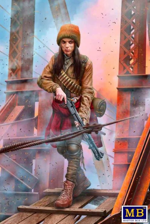 Master Box Models 24075 1/24 Post-Apocalyptic: Splinter Female Raider w/Gun