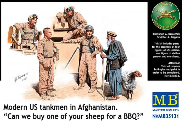 Master Box Models 35131 1/35 Modern US Tankmen Afghanistan (5 w/Sheep)