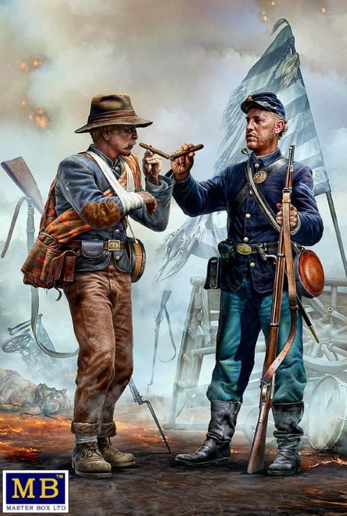 Master Box Models 35198 1/35 Family Reunited American Civil War End of the War Confederate & Union Soldiers (2)