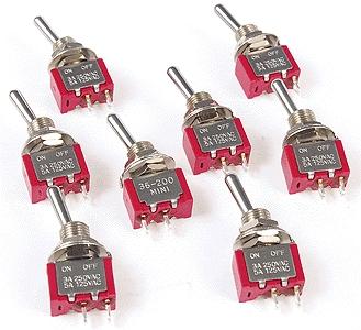 Miniatronics 3620008 HO Scale Miniature Single Pole, Single Throw SPST Toggle Switch -- On/Off 5-Amp 120V pkg(8)