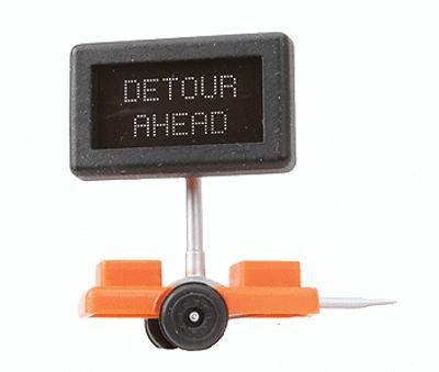 Miniatronics 8500401 HO Scale Mobile Highway Sign w/3v DC Transformer -- Detour Ahead
