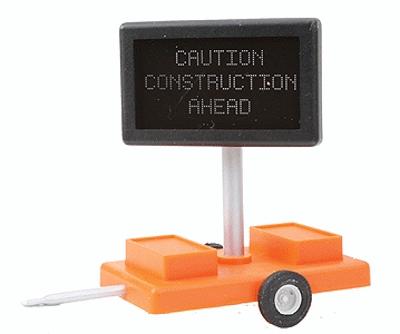 Miniatronics 8550101 O Scale Mobile Highway Sign w/3v DC Transformer -- Caution Construction Ahead