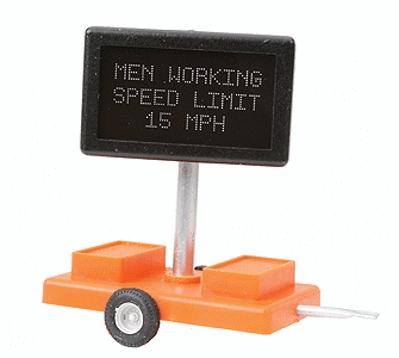 Miniatronics 8550301 O Scale Mobile Highway Sign w/3v DC Transformer -- Men Working Speed Limit 15 MPH